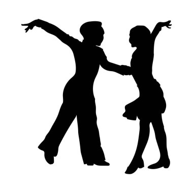 Bir çift bir çift tango dans dansçılar, silüeti