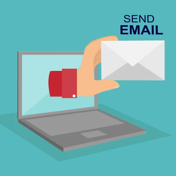 Straně Obálky Obrazovce Přenosného Počítače Poslat Email — Stockový vektor