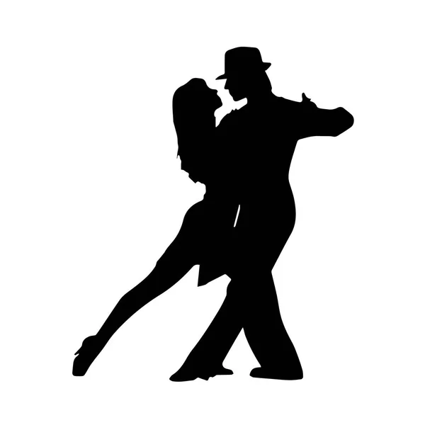 Silhouet Van Een Paar Dansers Een Paar Tango Dansen — Stockvector