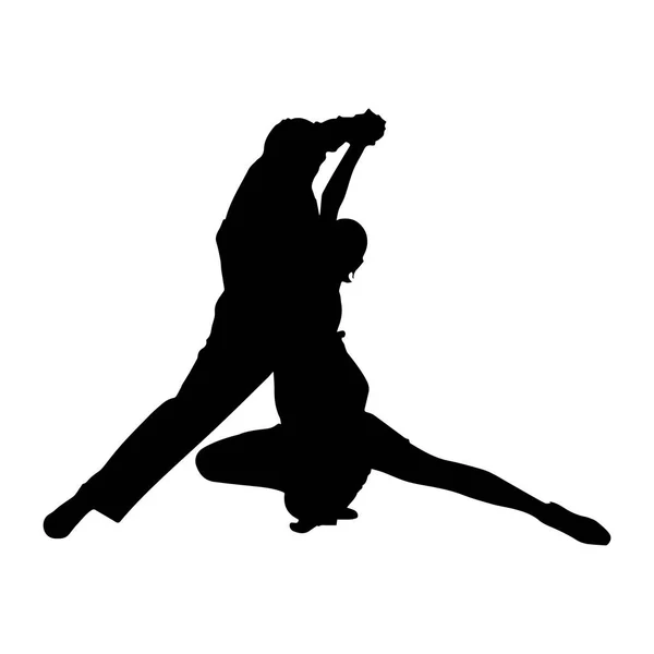 Silhouette Pair Dancers Couple Dancing Tango — Stock Vector