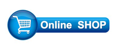 Düğme simgesini ve resim yazısı Online alışveriş ile