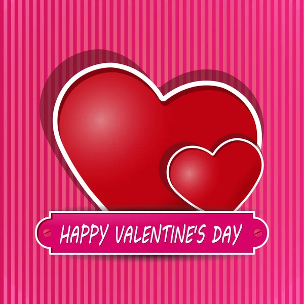 Поздравляю Днем Святого Валентина Два Сердца Надпись — стоковый вектор