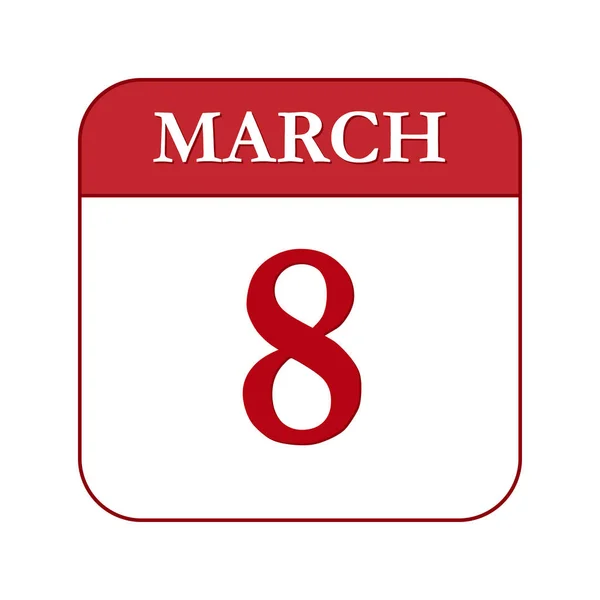 Calendario Hojas Con Fecha Del Marzo Día Internacional Mujer — Vector de stock