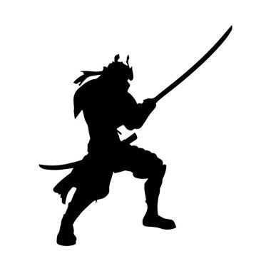 Japon samuray savaşçı, basit desen silüeti