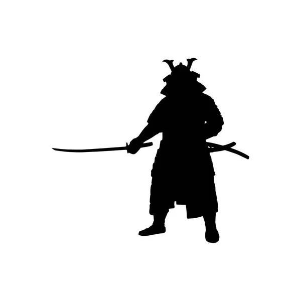 Silhouette Semplice Contorno Samurai Guerriero Giapponese — Vettoriale Stock