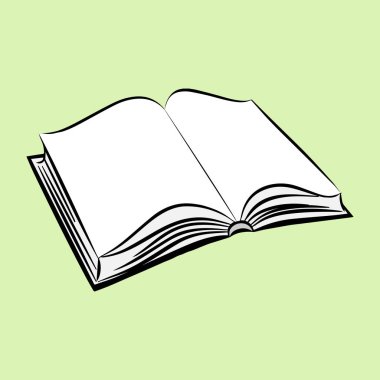 Açık bir kitap, basit renkli çizimi çizim