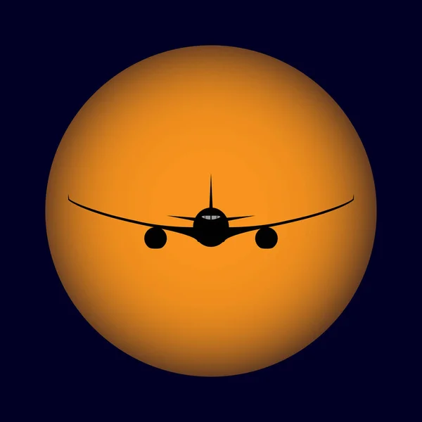 Luftar Eyeliner Bakgrunden Orange Inställning Sol Och Blå Himmel — Stock vektor