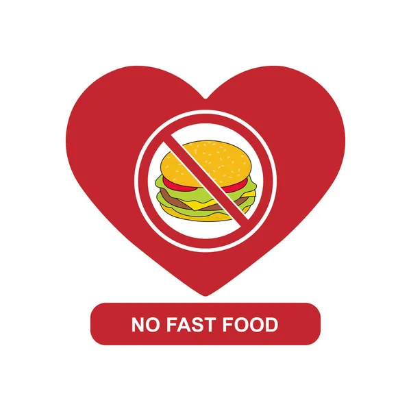 シルエット心を越えてハンバーガーと記号の碑文のない高速食品 — ストックベクタ