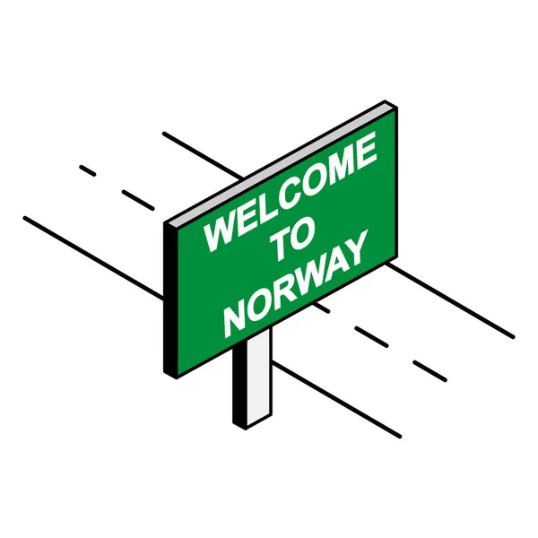 Panneau Affichage Par Route Avec Inscription Bienvenue Norvège — Image vectorielle