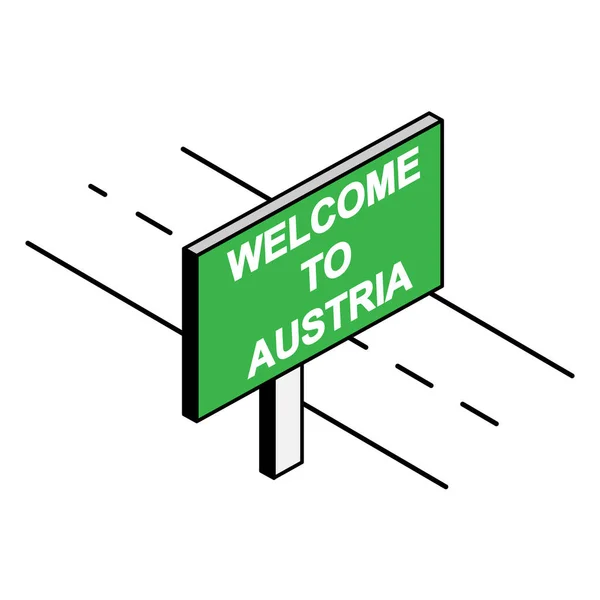 Panneau Affichage Par Route Avec Inscription Bienvenue Autriche — Image vectorielle