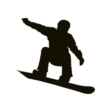 Bir Snowboard üzerinde bir atlet spor, basit kontür silüeti