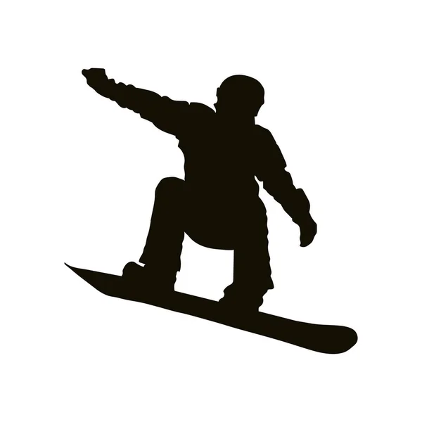 Sport Eenvoudige Contour Silhouet Van Een Atleet Een Snowboard — Stockvector