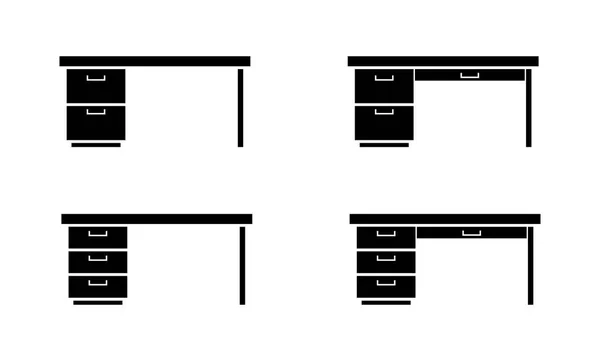 Set Office Tabellen Met Nachtkastjes Leeg Voor Design Decoratie Platte — Stockvector