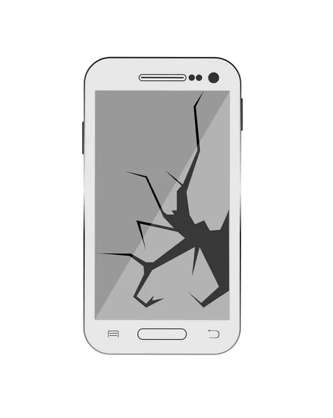 Smartphone con pantalla rota, teléfono inteligente defectuoso — Vector de stock