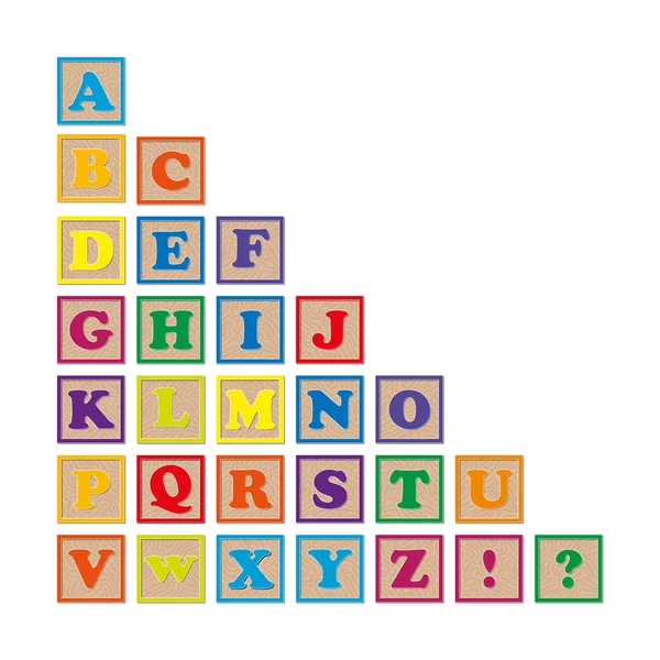 Holzwürfelset mit dem Alphabet — Stockvektor