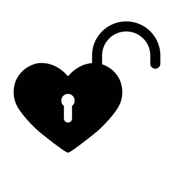 Silueta de corazón en forma de cerradura abierta — Vector de stock
