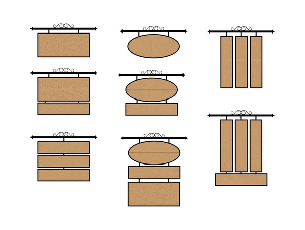 Set houten blanks voor signalering voor design en decoratie — Stockvector