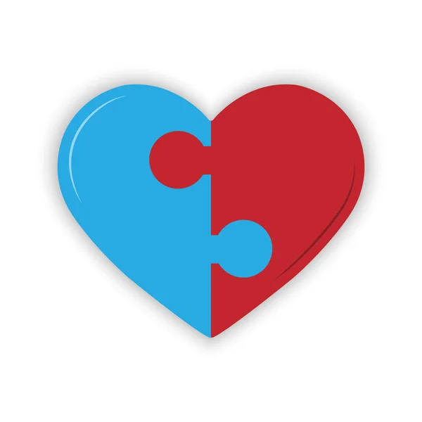 Srdce se skládá ze dvou polovin skládačky — Stockový vektor