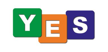 Küpleri harflerle Evet sözcüğü katlanmış