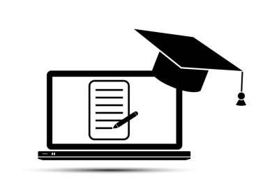 Uzaktan eğitim kavramı, düz tasarım simgesi