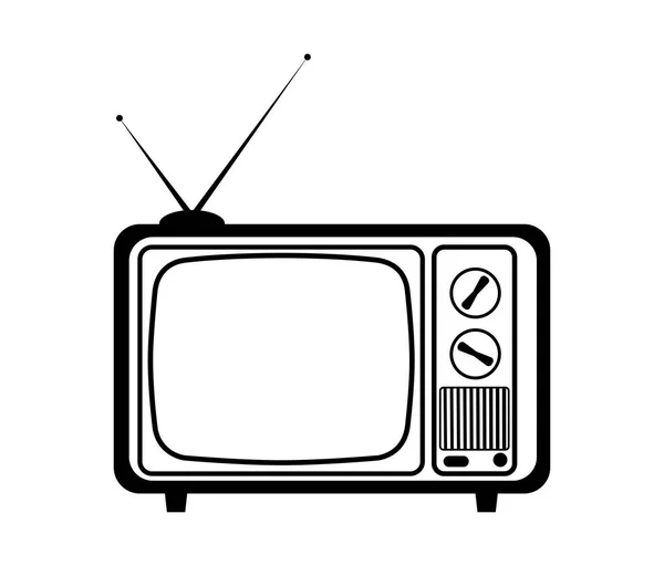 Haushaltsgeräte, einfache Zeichnung eines alten Fernsehers mit Antenne — Stockvektor