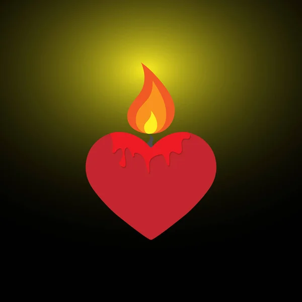 Coração de na forma de velas em chamas . — Vetor de Stock