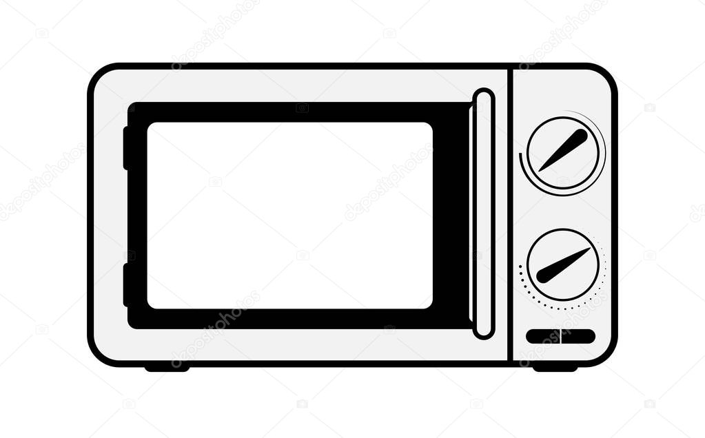 Domestic kitchen appliances, the simple picture of a microwave oven