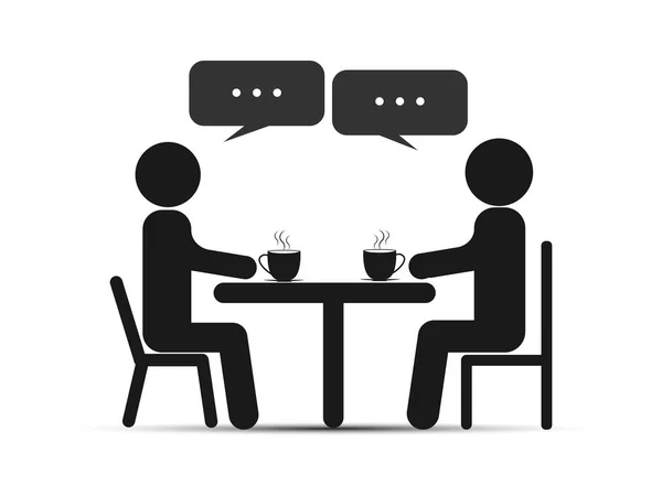 Két ember ül egy asztal és a drink tea vagy a kávé — Stock Vector