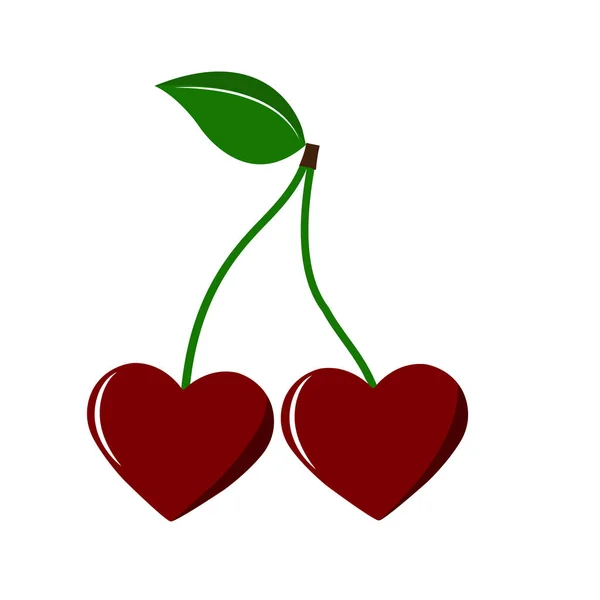 Two hearts in the form of berries on the stalk — Stock Vector