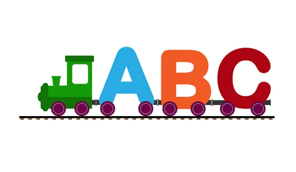 Train jouet pour enfants avec lettres de l'alphabet — Image vectorielle
