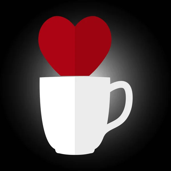 Силуэт сердца и силуэт чашки для кофе о — стоковый вектор