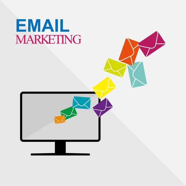 E-mailový marketing, poštovní, jednoduchý plochý design — Stockový vektor