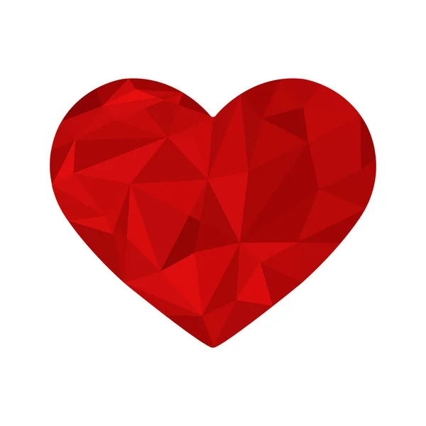 Srdce silueta v polygonální designu v odstínech červené — Stockový vektor