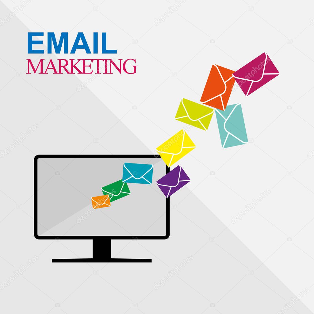Email marketing, mailing, simple flat design