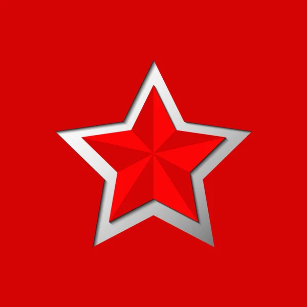 Estrela vermelha de cinco pontas cortada do fundo vermelho , — Vetor de Stock
