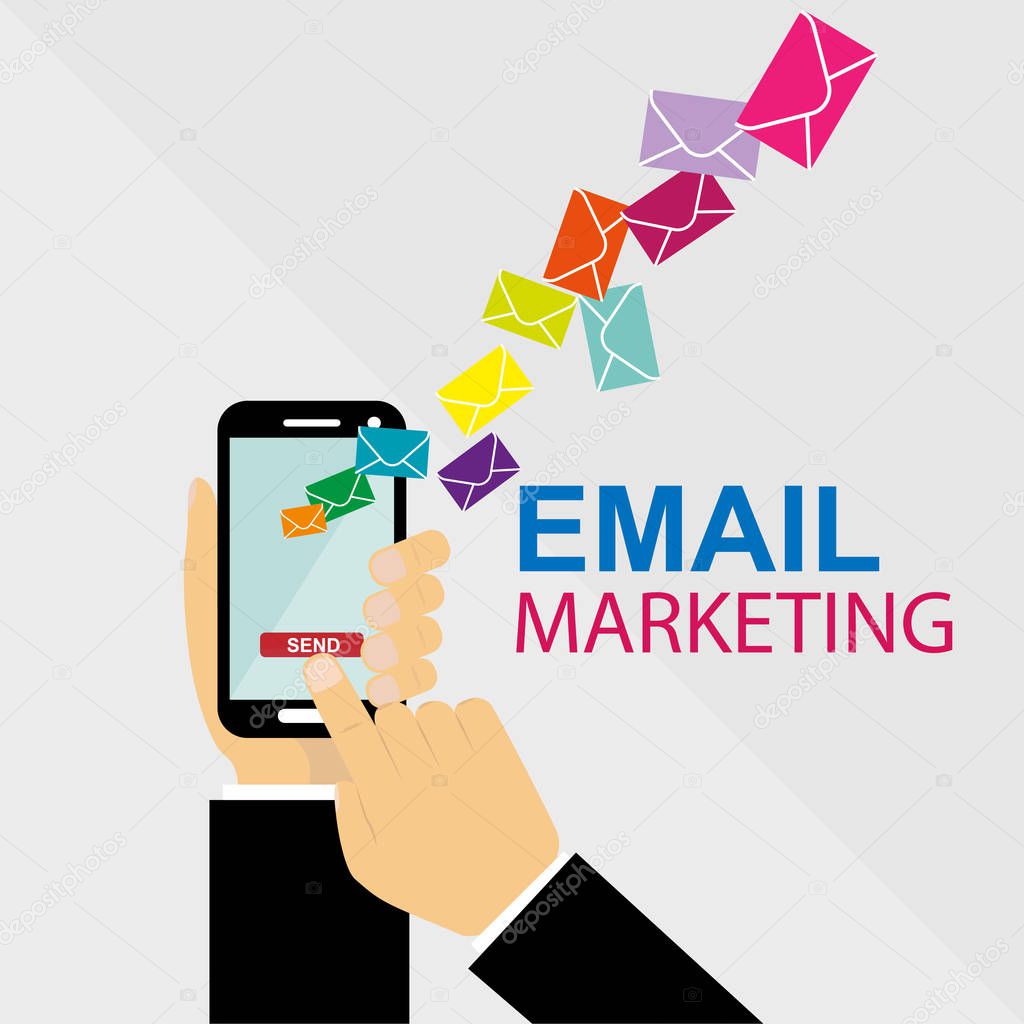 Email marketing, mailing, simple flat design
