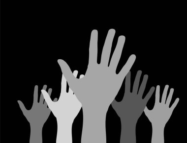 Açık avuç içi ile el yukarı doğru düz tasarım genişletilmiş