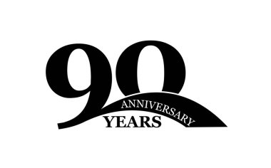 90 yıl yıldönümü, basit düz tasarımı, logo 