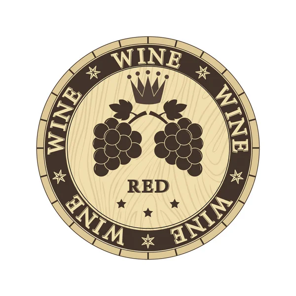 Cap drewnianą pokrywą z winem napis czerwony, Płaska konstrukcja — Wektor stockowy