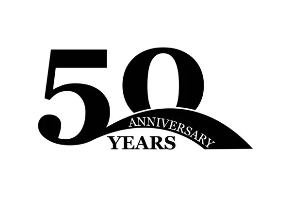 50 Jahre Jubiläum, schlichtes flaches Design, Logo — Stockvektor