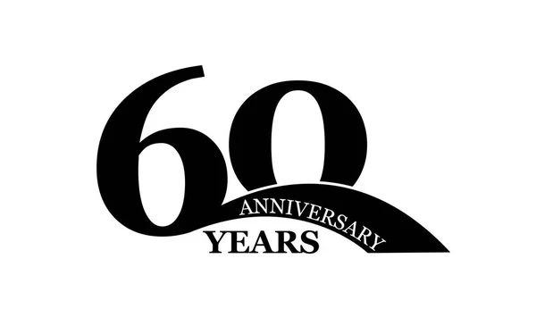 60 anos de aniversário, projeto liso simples, logotipo — Vetor de Stock