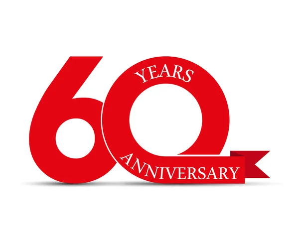 60 éves évforduló, egyszerű design, logo — Stock Vector