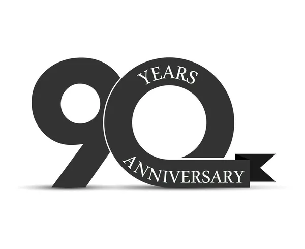 90 éves évforduló, egyszerű design, logo — Stock Vector