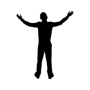 Eller yukarı, basit bir tasarım ile adam