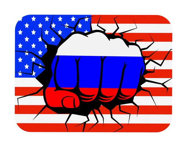 拳头与俄罗斯国旗的背景上的俄罗斯国旗的颜色 — 图库矢量图片