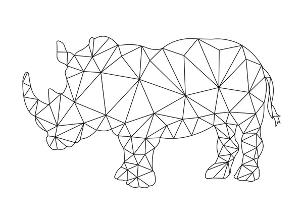 Рисунок контура носорога в цвете в стиле многоугольника — стоковый вектор