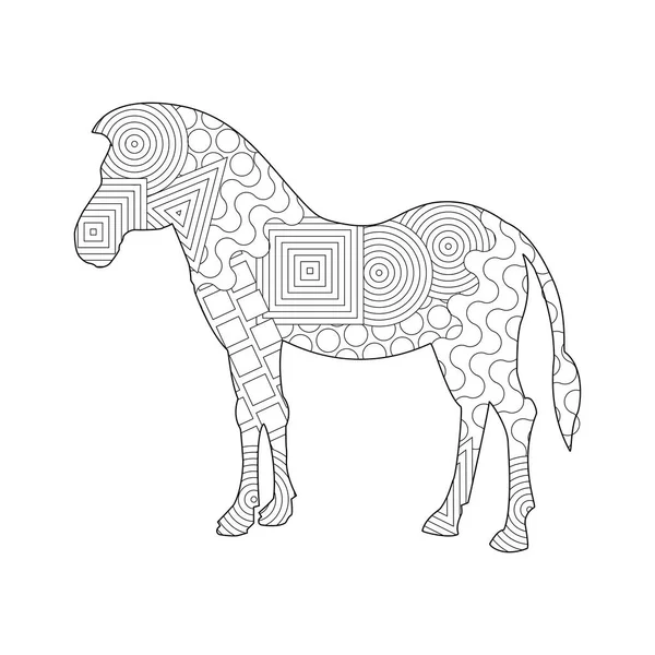 Rahmensilhouette eines Pferdes zum Färben mit farbigen Farben oder — Stockvektor