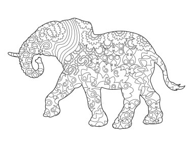 Çerçeve siluet bir filin renkli boya ile boyama