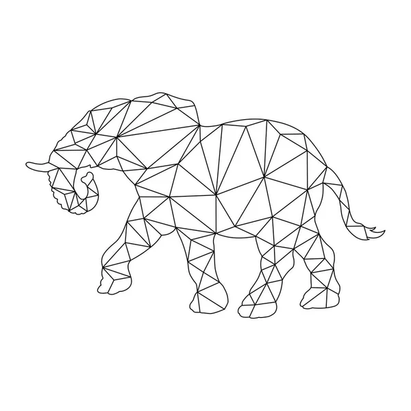 Каркасный силуэт слона для окраски в многоугольном стиле — стоковый вектор