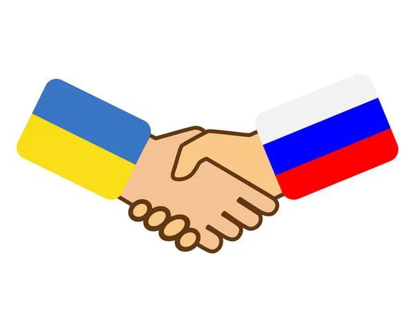 Serrer la main avec le drapeau de l'Ukraine et le drapeau de la Russie — Image vectorielle